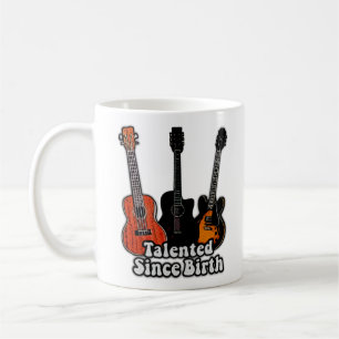 Talentiert seit der Geburt. Vintage bunte Gitarren Kaffeetasse