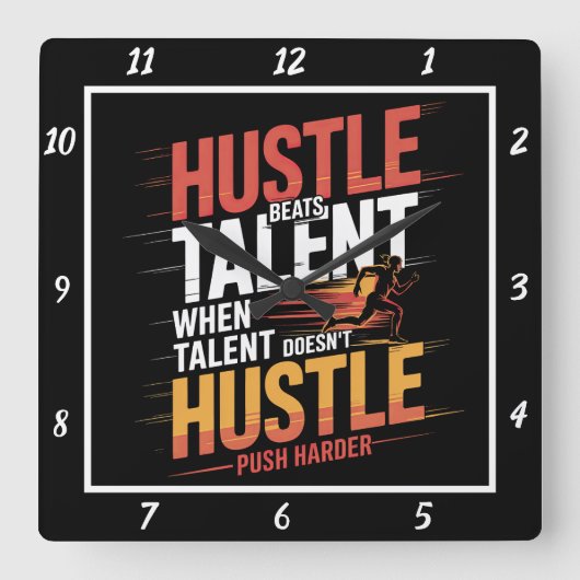 Talentläufer-Motivation für Hustelschläger Quadratische Wanduhr (Vorderseite)