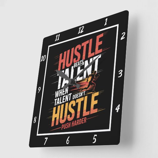 Talentläufer-Motivation für Hustelschläger Quadratische Wanduhr (Winkel)