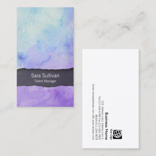 Talentmanager Unterhaltung Lila Farbe Visitenkarte (Vorne/Hinten)
