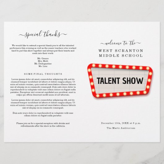Talentshow / Variantenshow Flyer (Vorne)