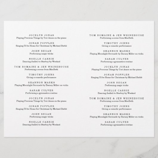 Talentshow / Variantenshow Flyer (Hinten)