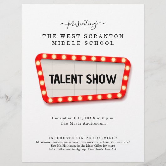 Talentshow / Varietätsausstellung Flyer (Vorne)