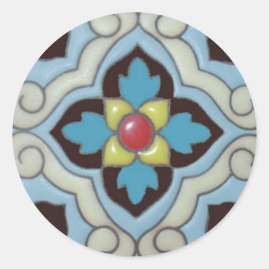 Talevera Tile 3 Sticker Round (Vorderseite)