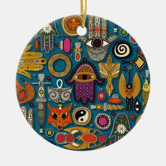 Talisman Pfau Keramik Ornament (Vorne)