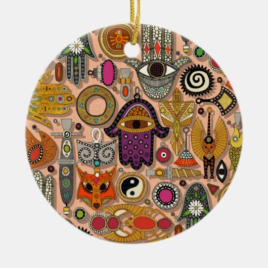 Talismane Pfirsichflaum Keramik Ornament (Vorne)