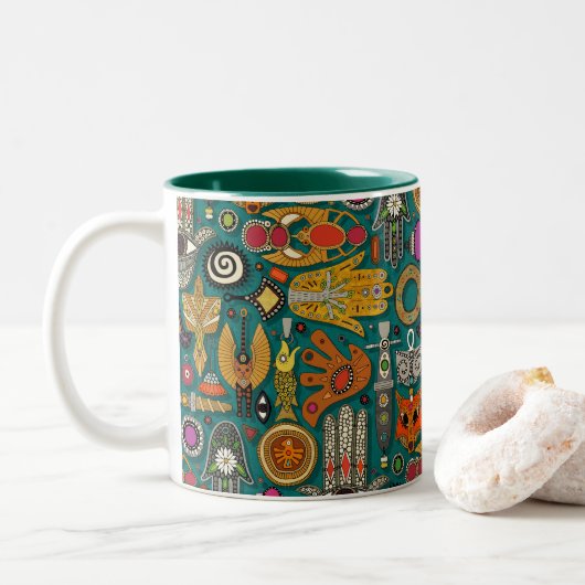 Talismans-Grün Zweifarbige Tasse (Mit Donut)