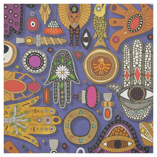 TALISMANS violettes blauer Stoff (Muster)