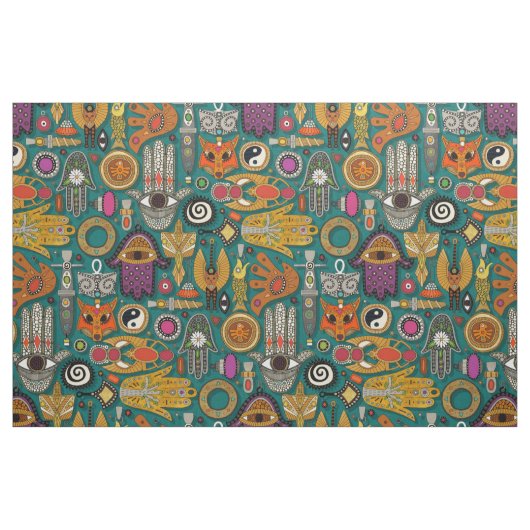 TALISMANS Viridigrün Stoff (Fat Quarter (45,7 x 55,9 cm))