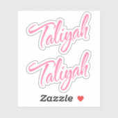 Taliyah Name pink cursive x2 Aufkleber (Blatt)