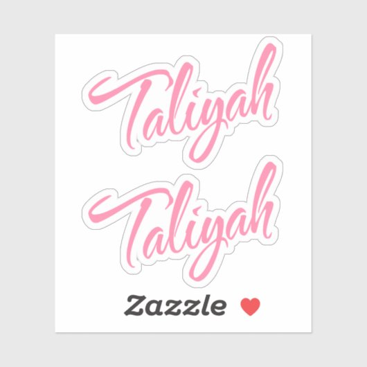 Taliyah Name pink cursive x2 Aufkleber (Blatt)