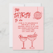 Talk 30 Red Pink Gezeichnet 30. Foto Spaß Geburtst Einladung (Vorderseite)