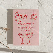 Talk 30 Red Pink Gezeichnet 30. Foto Spaß Geburtst Einladung