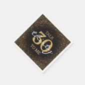 talk 30 to me birthday party gold black glitter serviette (Ecke)