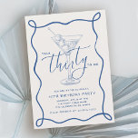 Talk 30 To Me Whimsical Doodle Art 30th Birthday Einladung<br><div class="desc">Celebrate your big milestone in whimsical style with this fun Talk 30 To Me birthday party invitation. It features a handdrawn martini in a tall stemmed cocktail glass. A playful blue doodle handdrawn border frames the casual text in trendy style. The same border is repeated on the back of the...</div>