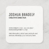 Talk Bubble / Black Quadratische Visitenkarte (Rückseite)