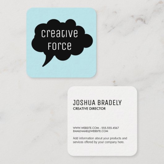 Talk Bubble / Black Quadratische Visitenkarte (Vorne/Hinten)