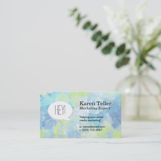 Talk Bubble | Hintergrund für blaugrüne Farben Visitenkarte (Stehend Vorderseite)