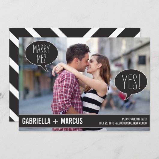 Talk Bubbles Wedding Save the Date Cards (Vorne/Hinten)