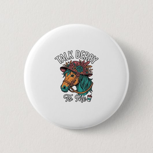 Talk Derby Pferd Vintage Gravur Design Button (Vorderseite)