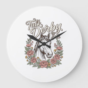 Talk Derby To Me Florales Pferd Vintage Shirt_1 Große Wanduhr