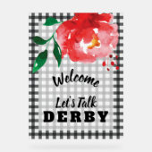 Talk Derby to Me Rote Rose über Gingham Welcome Acrylschild (Vorderseite)