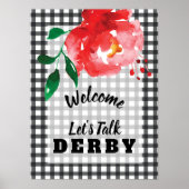 Talk Derby to Me Rote Rose über Gingham Welcome Poster (Vorne)