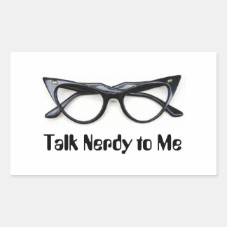 Talk Nerdy + Glasses Rechteckiger Aufkleber