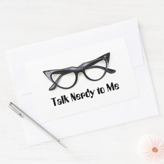 Talk Nerdy + Glasses Rechteckiger Aufkleber (Umschlag)