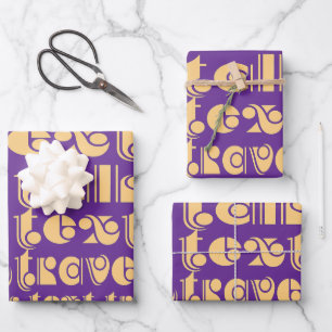 Talk Text Travel Lila Geschenk Geschenkpapier Set