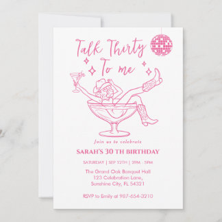 Talk Thirty To Me Birthday retro girl Party Einladung