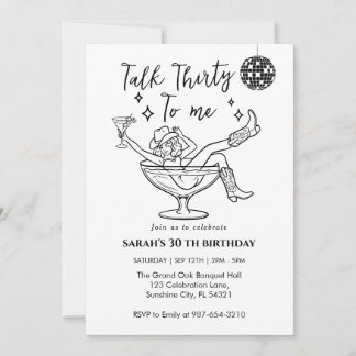 Talk Thirty To Me Birthday retro girl Party Einladung