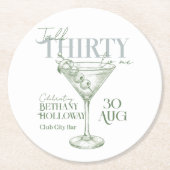 Talk Thirty To Me Martini Cocktail 30th Birthday Runder Pappuntersetzer (Vorderseite)