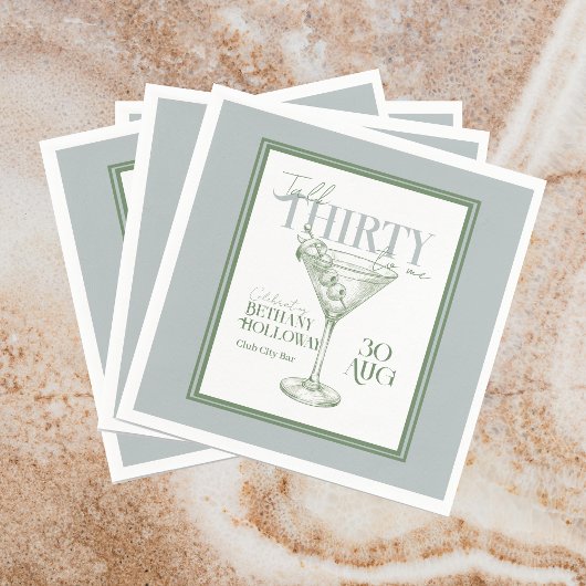 Talk Thirty To Me Martini Cocktail 30th Birthday Serviette