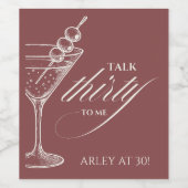 Talk THIRTY to Me Minimalist 30th Birthday Party Weinetikett (Einzelnes Label)