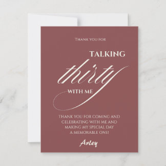 Talk thirty to me Minimalistische 30. Geburtstagsf Dankeskarte