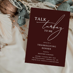 'Talk Turkey to Me' modernes Thanksgiving-Dinner Einladung