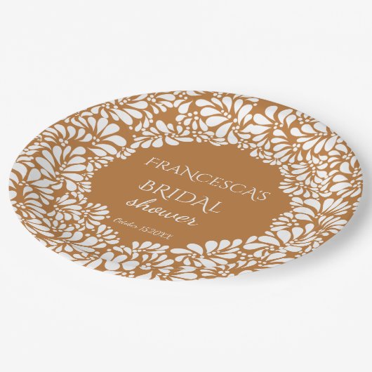 Talka-Brautparty-Monogramm Pappteller (Schrägansicht)