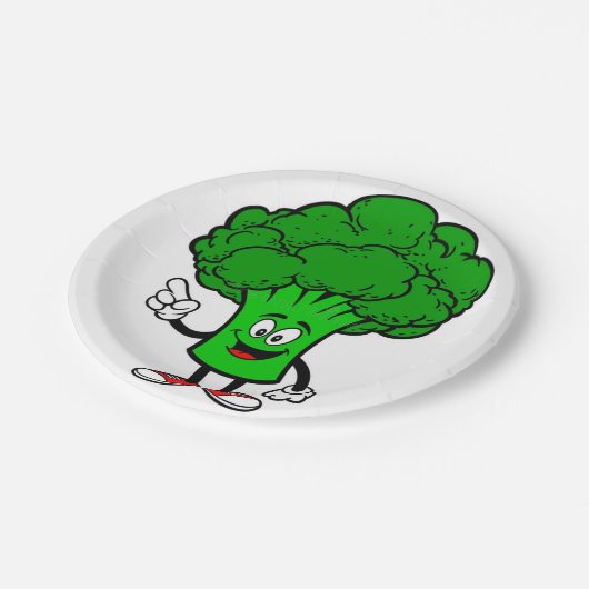 Talking Broccoli Platte Pappteller (Schrägansicht)