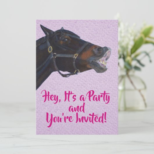 Talking Pony Birthday Einladung (Stehend Vorderseite)