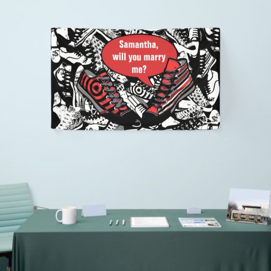 Talking Schuhe 1 + Ihr eigener Hintergrund & Text Banner (Messeveranstaltung)