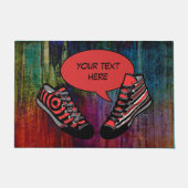 Talking Schuhe 1 + Ihr eigener Hintergrund & Text Fußmatte (Vorderseite)