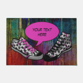Talking Schuhe 2 + Ihr eigener Hintergrund & Text Fußmatte (Vorderseite)