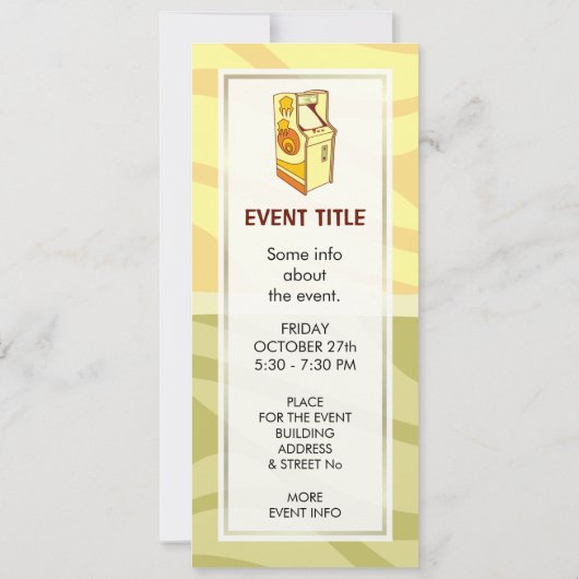 Tall Arcade Games Console Einladung (Rückseite)