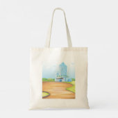 Tall Blue City Gebäude Tote Bag Tragetasche (Rückseite)