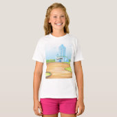 Tall Blue Gebäude Girls T - Shirt (Vorne ganz)