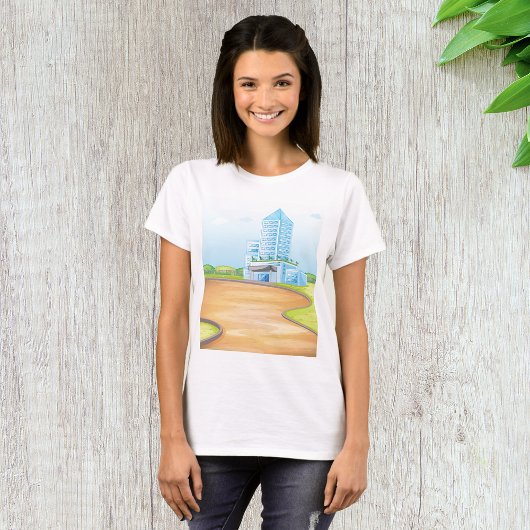 Tall Blue Gebäude Womens T - Shirt