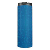 Tall blue travel mug with a black lid thermosbecher (Rückseite)