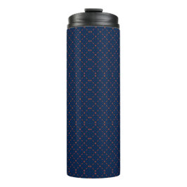 Tall blue travel mug with a black lid thermosbecher