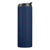 Tall blue travel mug with a black lid thermosbecher (Nach links gedreht)